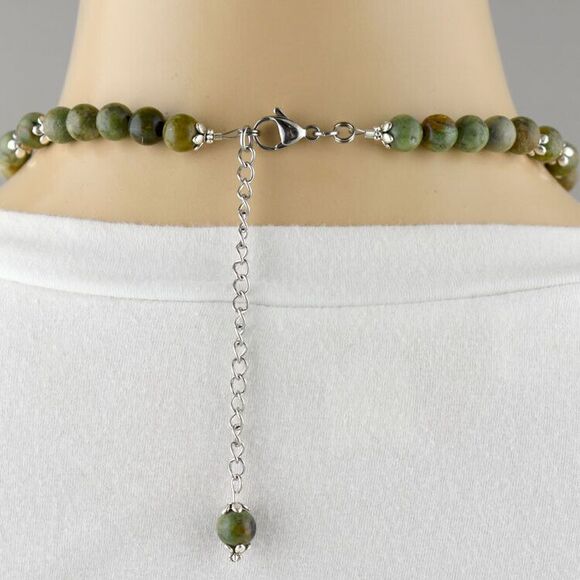 Handcrafted Necklace Earring Green Opal Accented with Swarovski Crystals Pendant - Picture 3 of 4